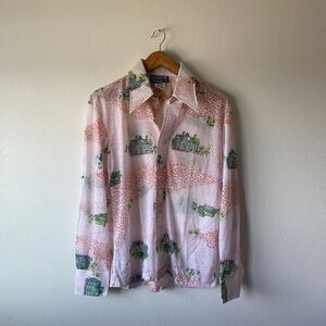 NWOT Deadstock‎ Cellini 70s Print Button-Down